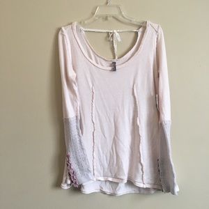 Rare Free People Fly Far Away Blush Cuff Sweater NWT L